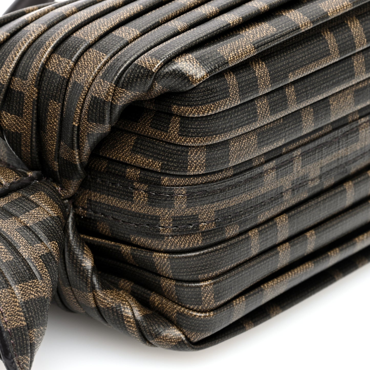 Glazed Fabric FF Pleated Candy Bag Brown