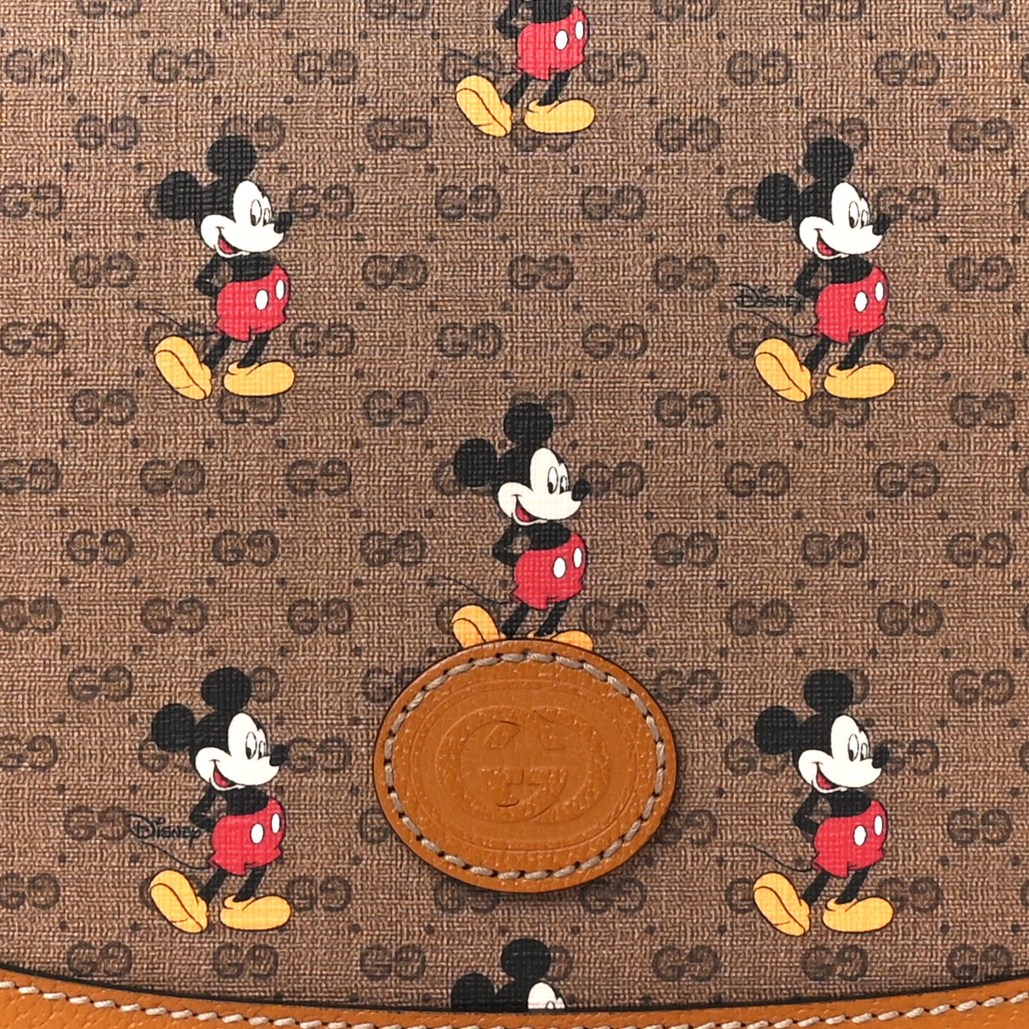 X DISNEY Mini Vintage GG Supreme Monogram Mickey Mouse Small Flap Messenger Bag Beige Vintage Sun Oil