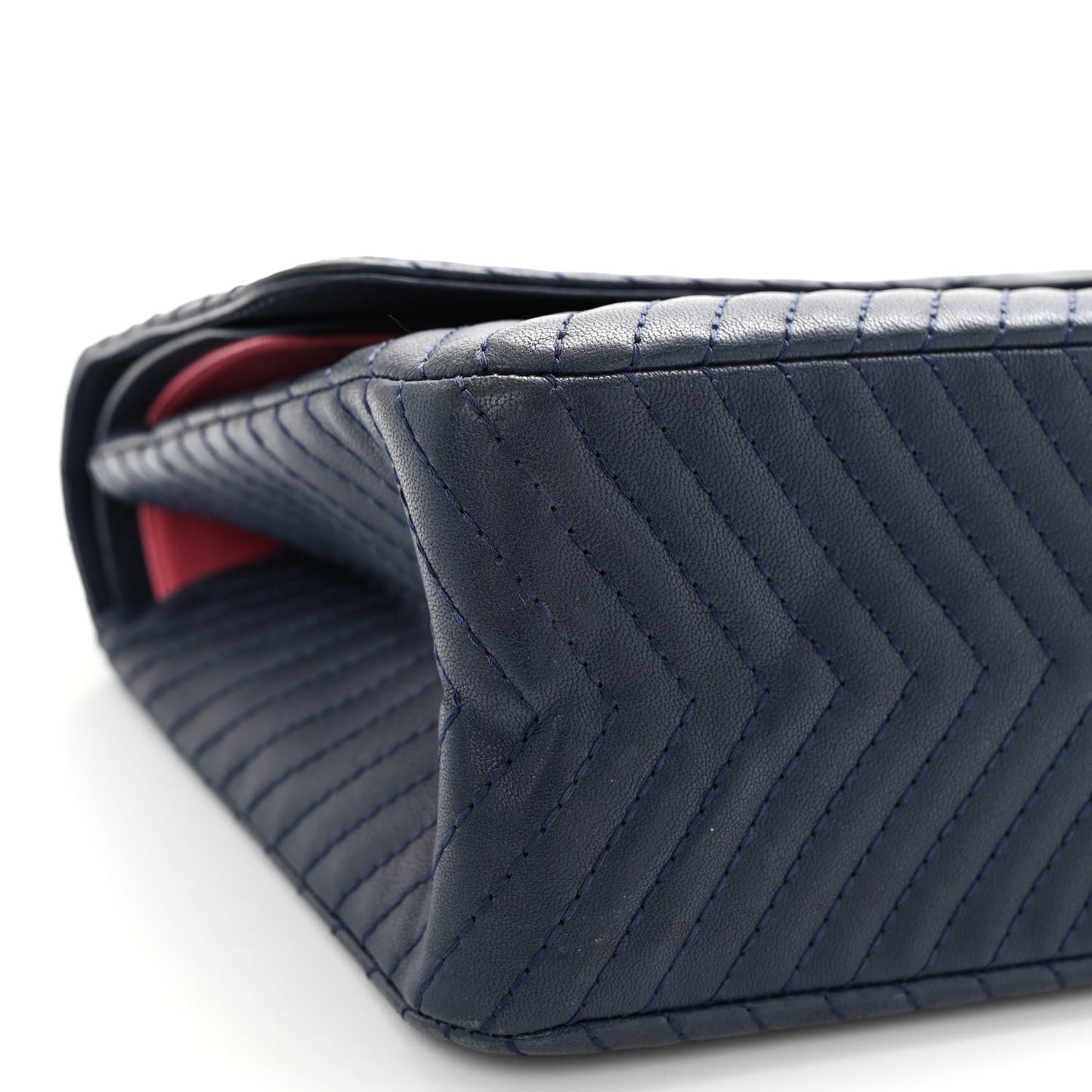 Sheepskin Chevron Quilted 2.55 Reissue 227 Flap Navy Blue