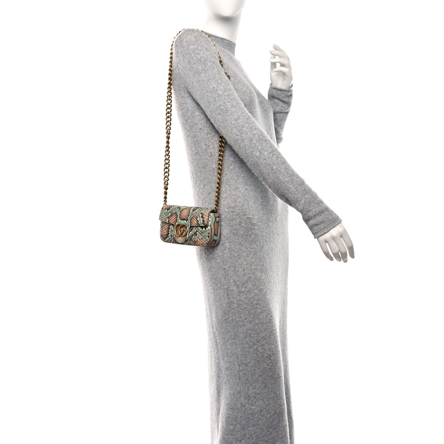 Snakeskin Matelasse GG Marmont Chain Belt Bag