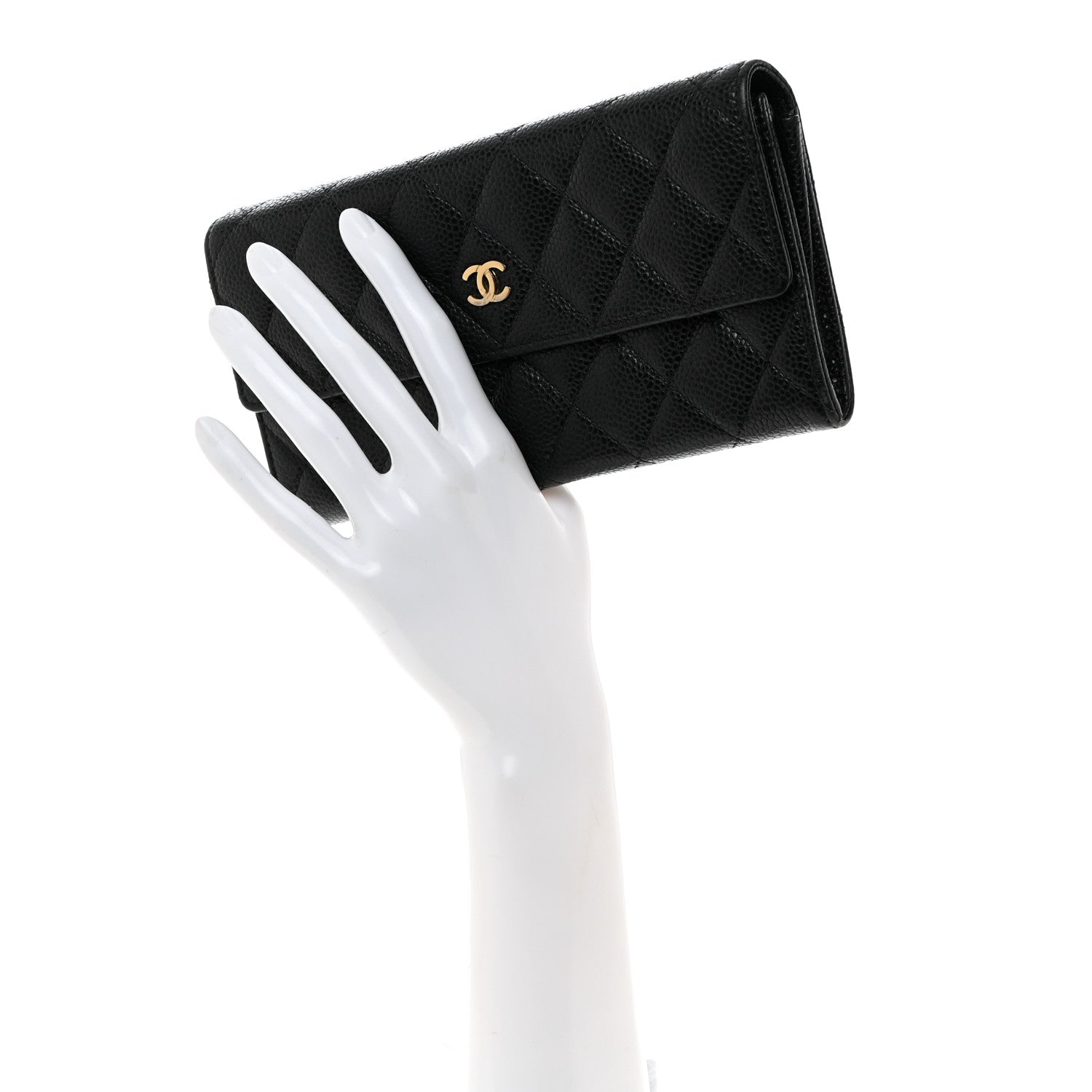 Chanel Caviar Quilted Large Gusset Flap Wallet Black 2 of 10