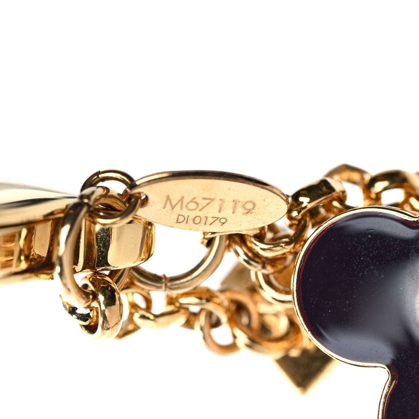 Metal Enamel Fleur De Monogram Bag Charm Dore