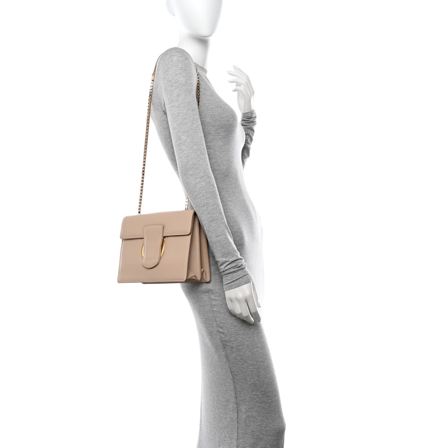 Calfskin Thalia Flap Shoulder Bag Macadamia