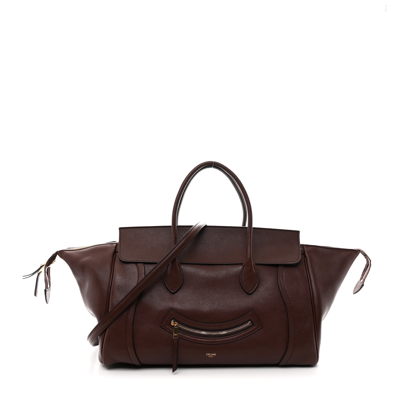 Celine Shiny Lambskin Smiling Medium New Luggage Brick 1794183