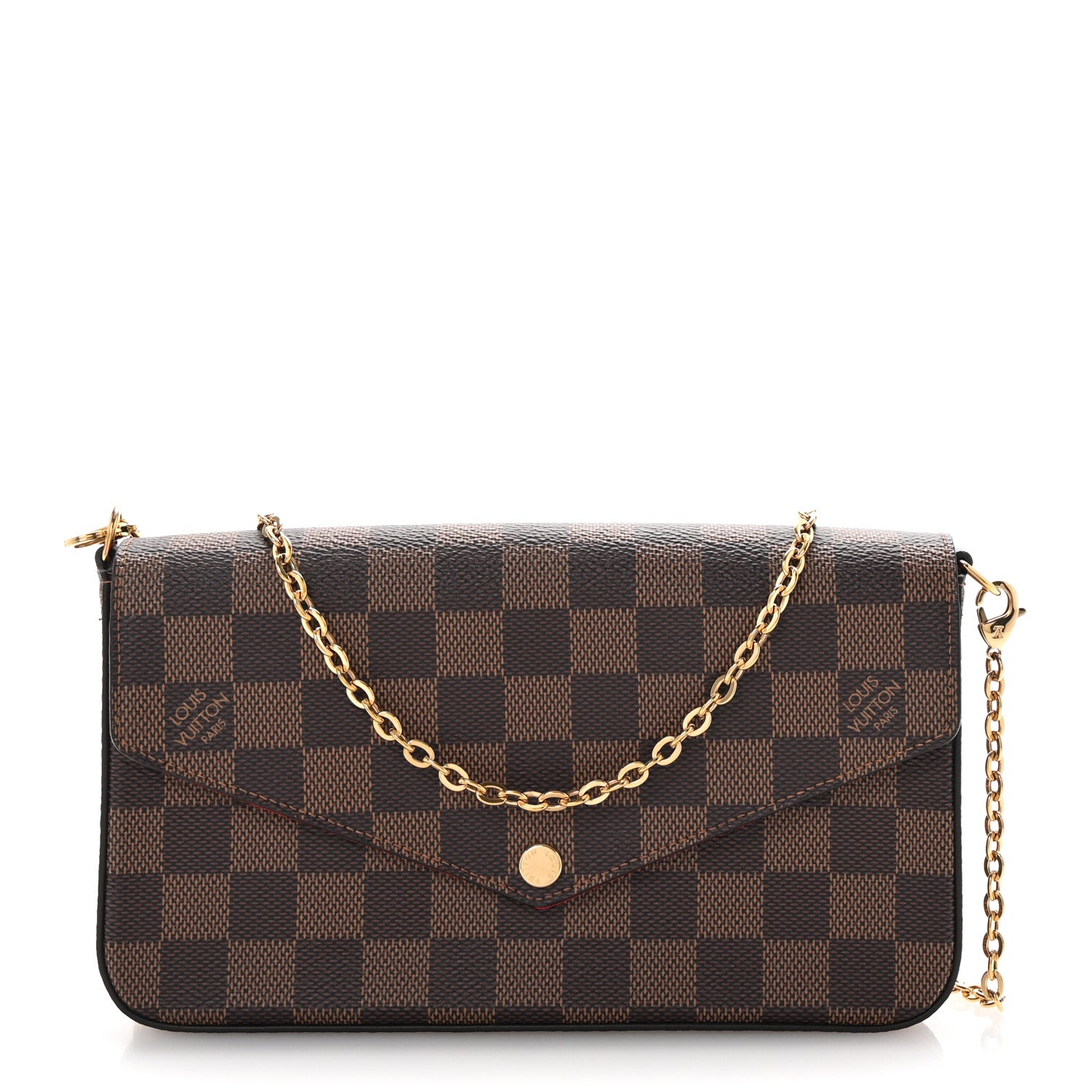 Louis Vuitton Damier Ebene Pochette Felicie Chain Wallet 1 of 10