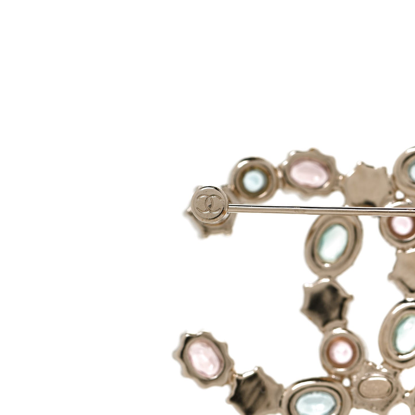 Pearl Crystal CC Brooch Gold Multicolor