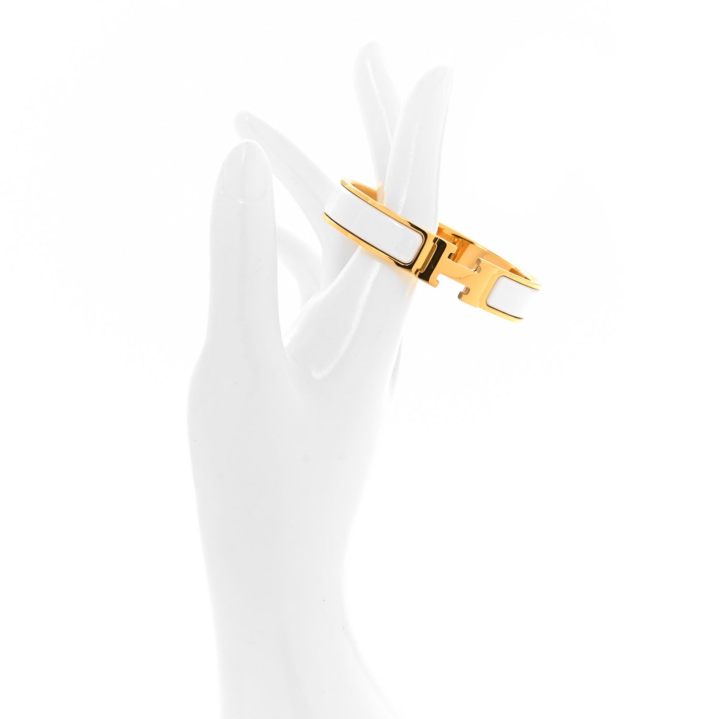 Enamel Narrow Clic Clac H Bracelet PM White