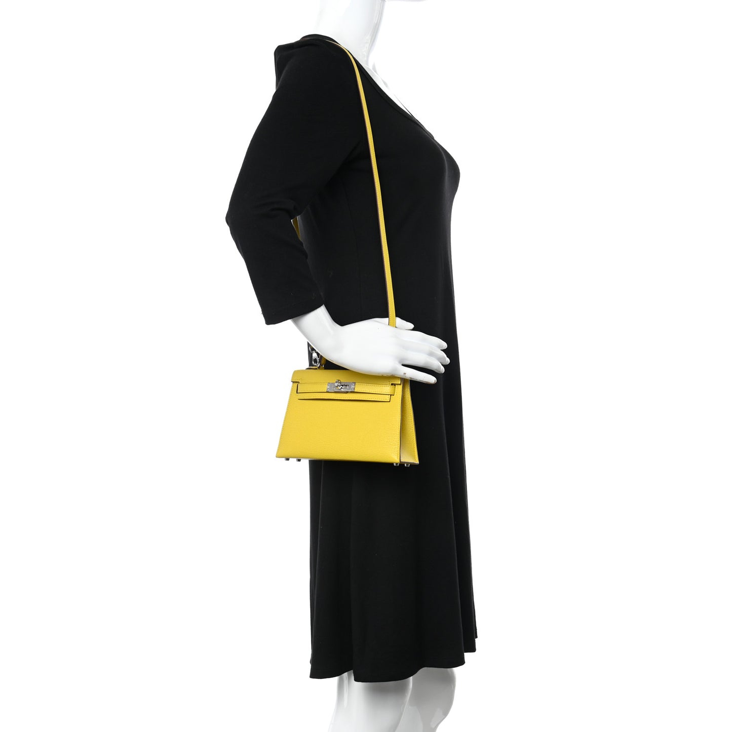 Chevre Mysore Verso Mini Kelly Sellier 20 Jaune De Naples Nata
