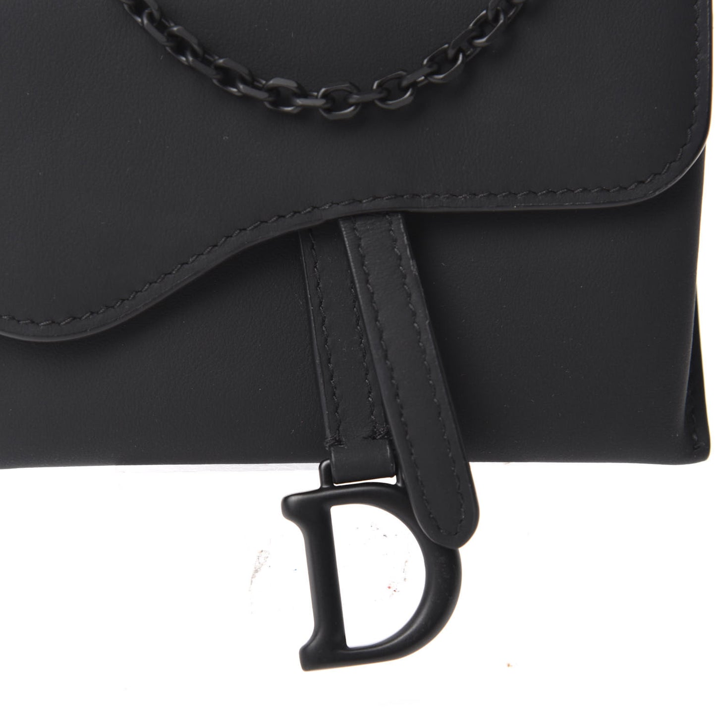 Ultra Matte Calfskin Nano Saddle Chain Pouch Black