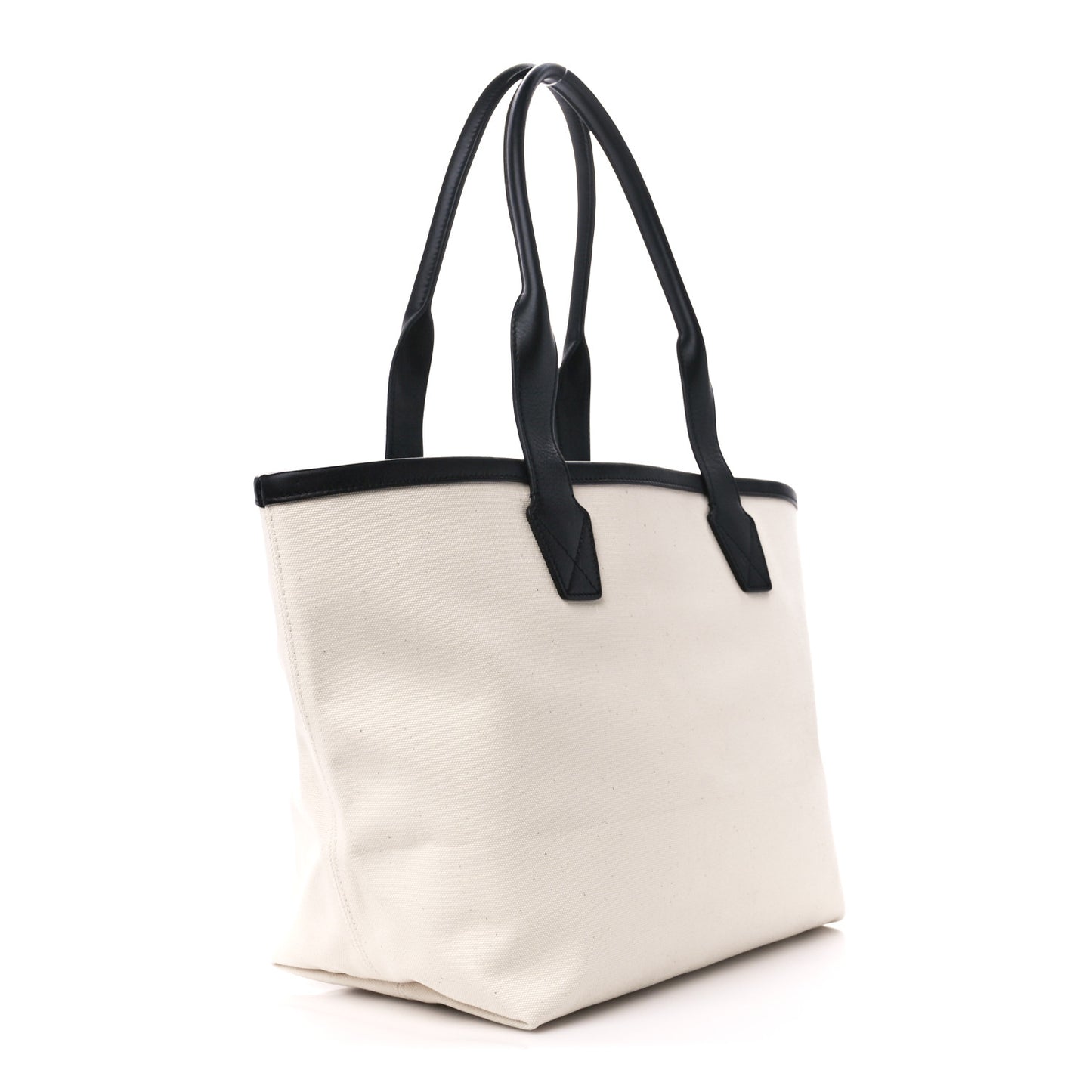 Cotton Canvas Calfskin Cities Paris Jumbo Small Tote Bag Natural