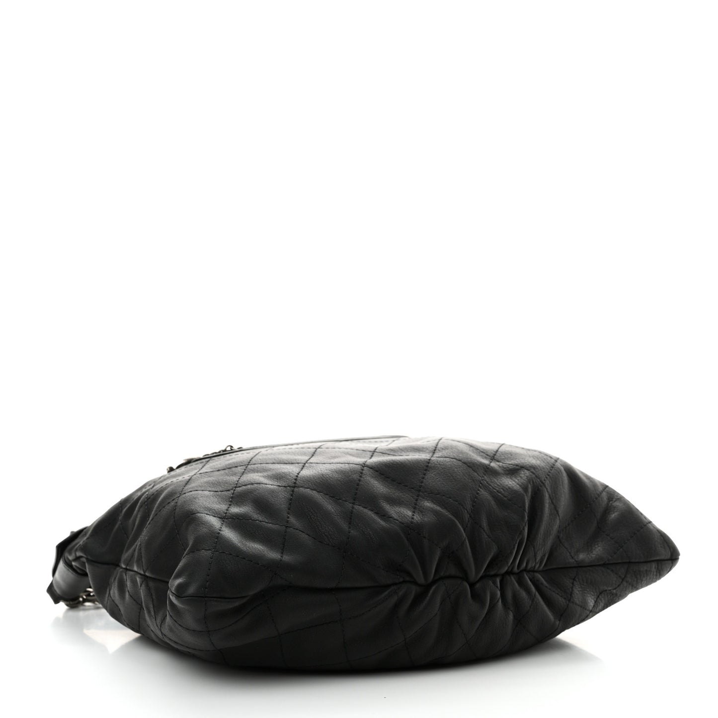 Calfskin Stitched Double Zip Hobo Black