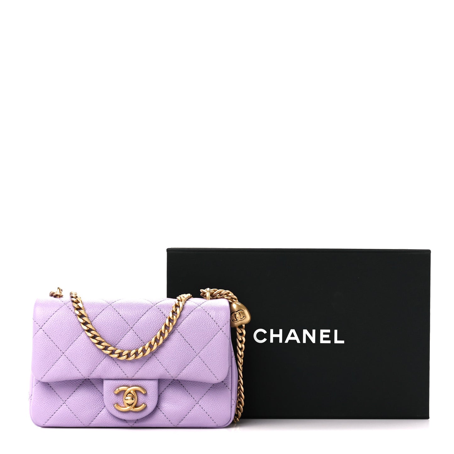 Caviar Quilted Mini Rectangular Sweetheart Flap Lilac