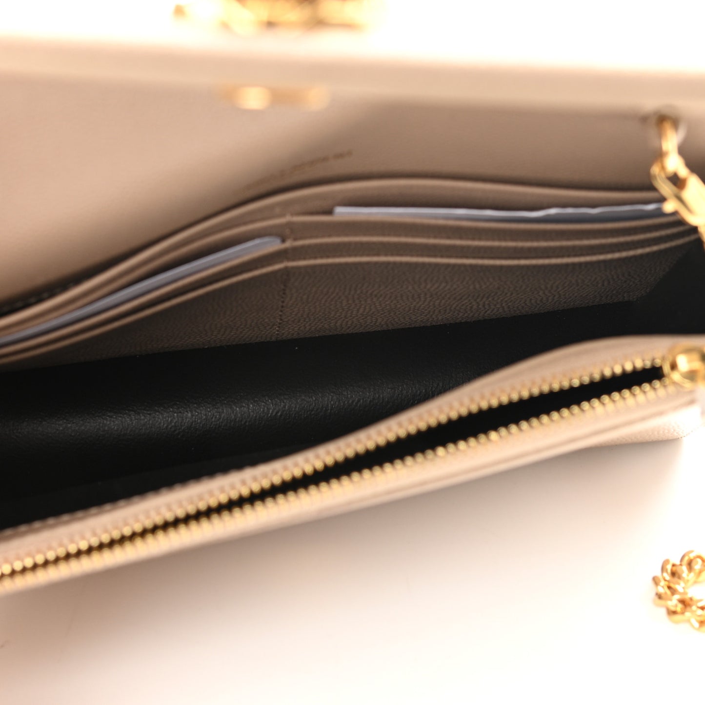 Grain De Poudre Classic Monogram Kate Tassel Chain Wallet Dark Beige
