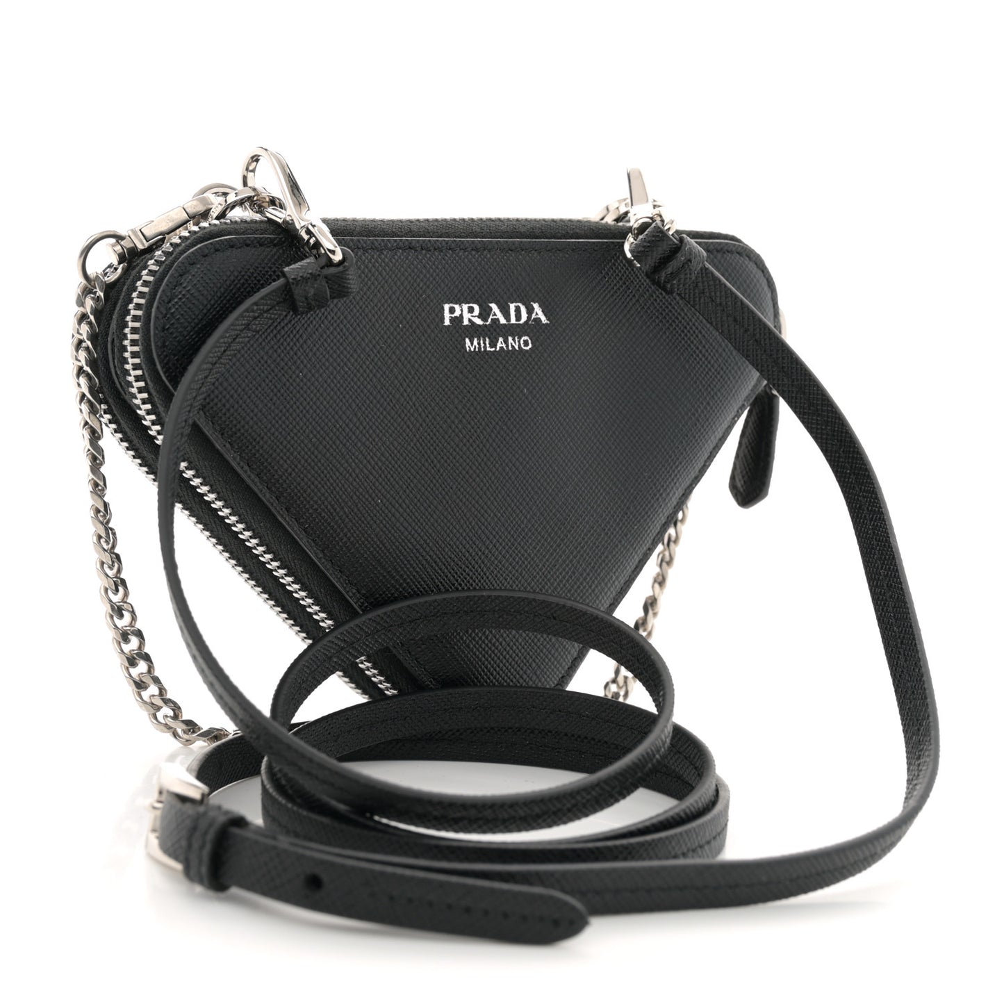 Saffiano Mini Triangle Crossbody Pouch Black