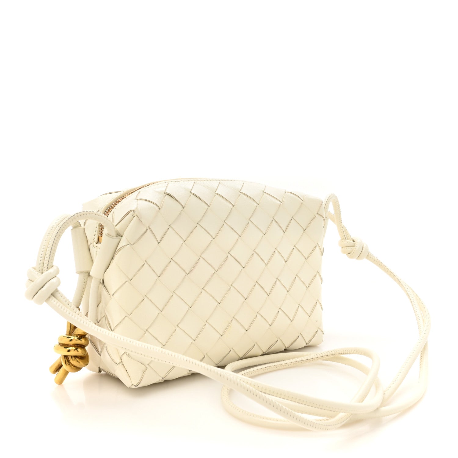 Bottega Veneta Nappa Intrecciato Metallic Knot Mini Loop Camera Bag Bone 3 of 9