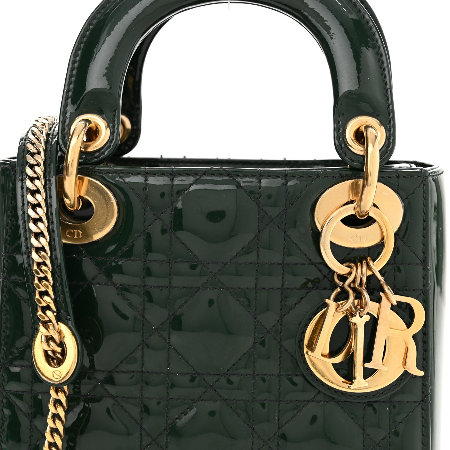 Patent Cannage Mini Lady Dior Pine Green