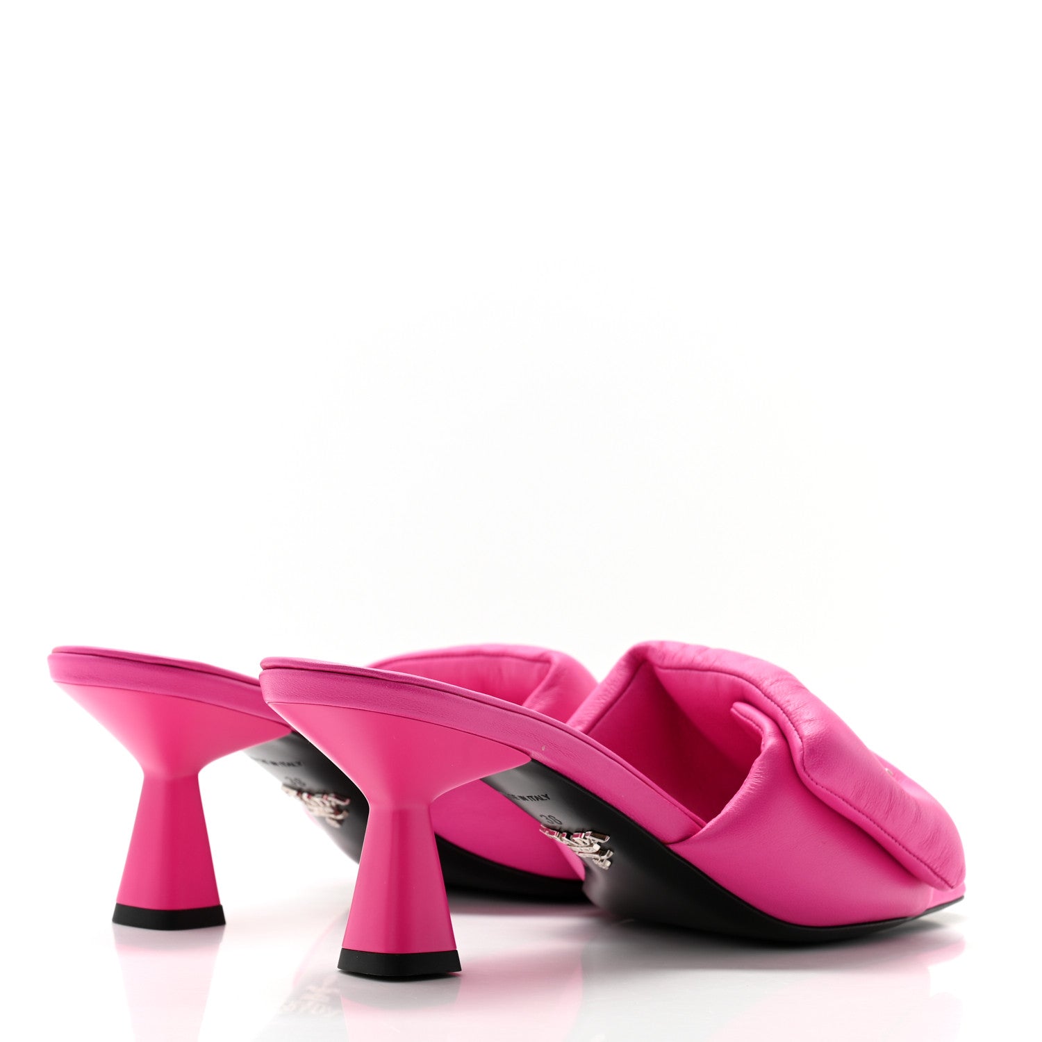 Prada Nappa Soft Padded Metal Triangle Logo 65mm Slide Sandals 38 Begonia Fluo 4 of 8