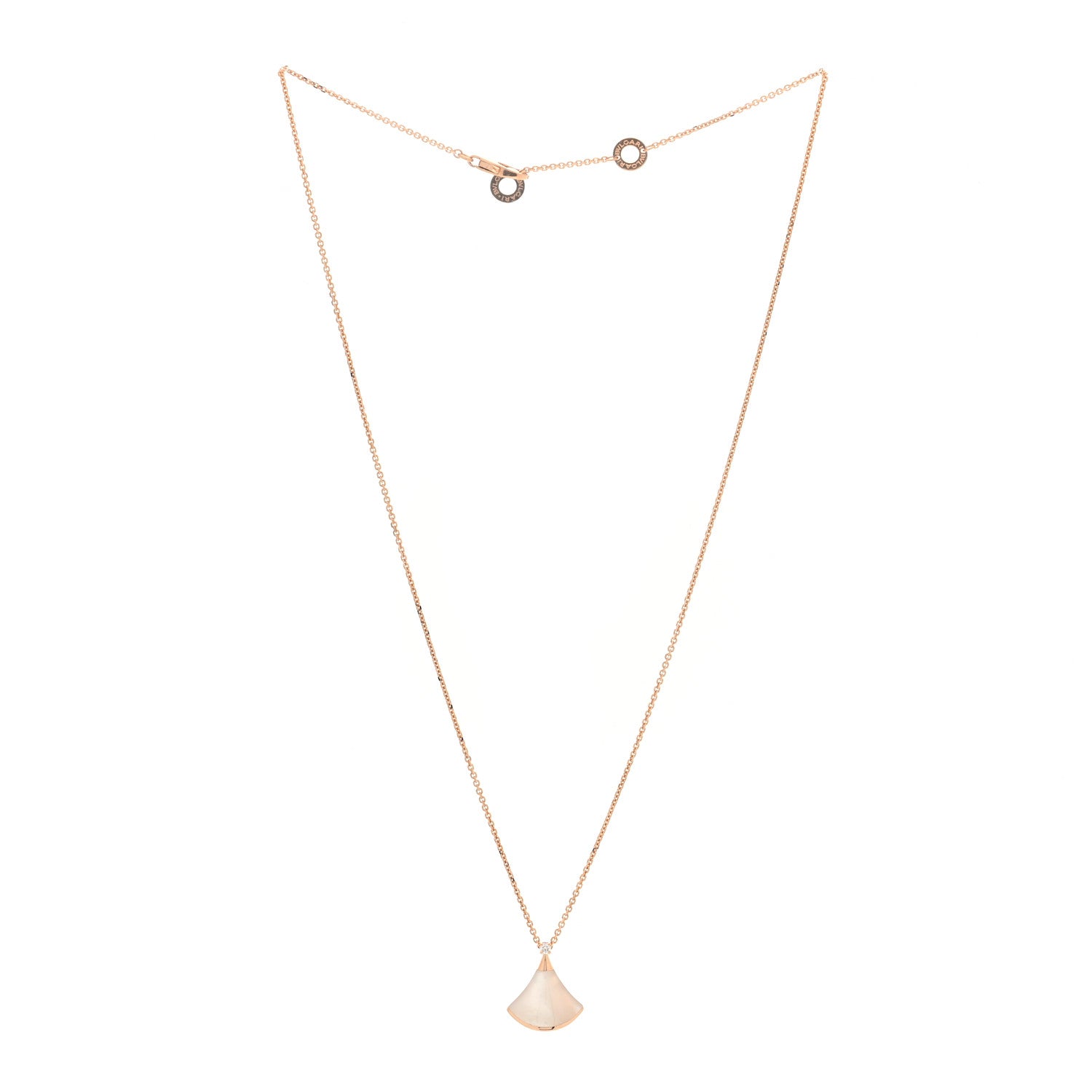 Bulgari 18K Rose Gold Diamond Mother of Pearl Small Divas' Dream Pendant Necklace 3 of 5