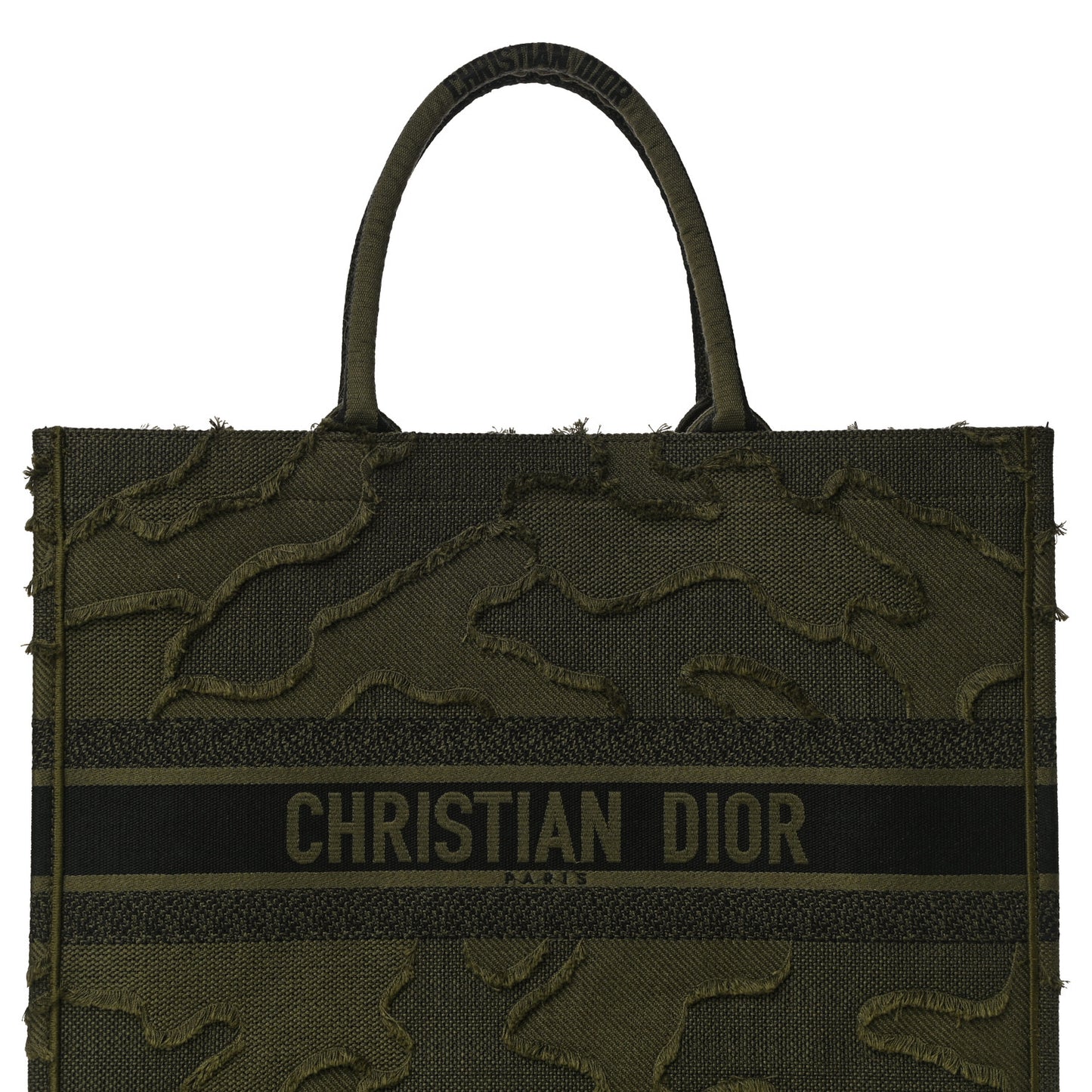 Canvas Embroidered Camouflage Book Tote Green