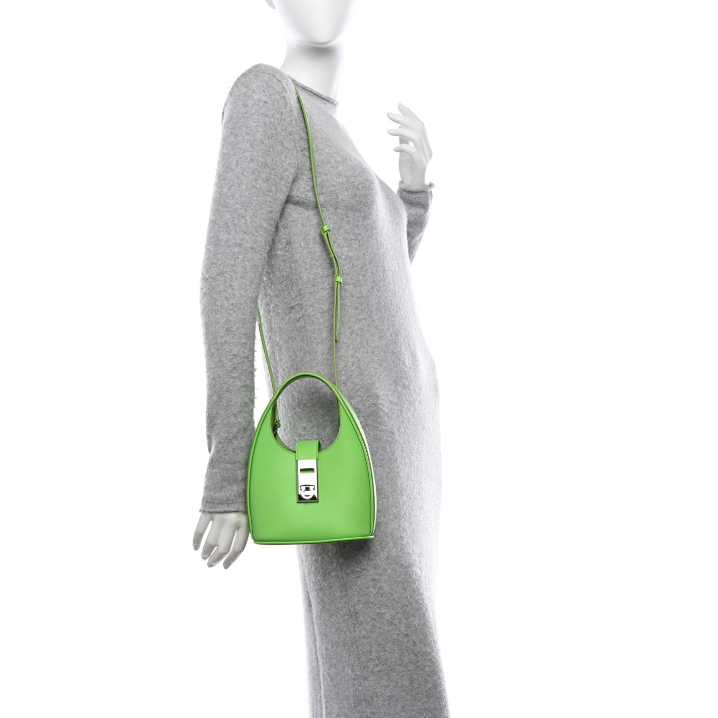 Soft Calfskin Mini Gancini Hobo Lime