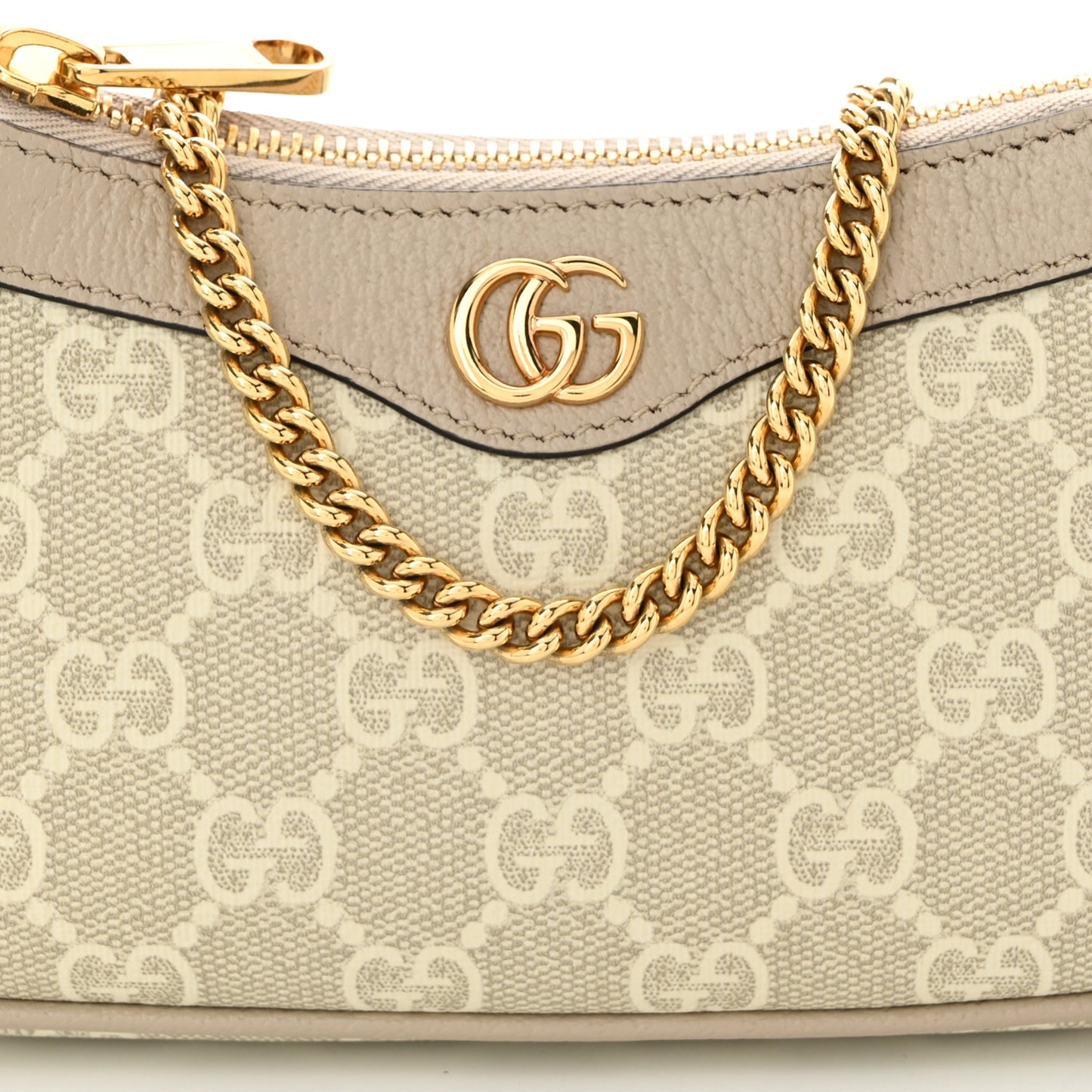 GG Supreme Monogram Textured Dollar Calfskin Web Mini Ophidia GG Handbag Beige Mystic White Oatmeal