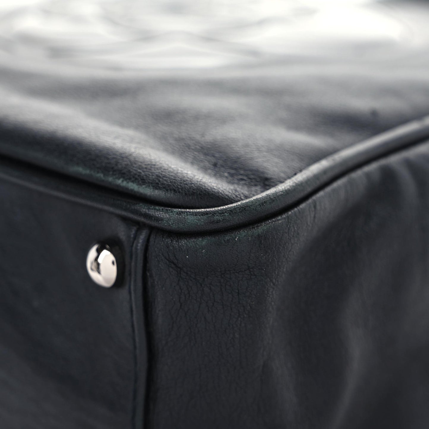 Lambskin Patent Calfskin Camellia Tote Black