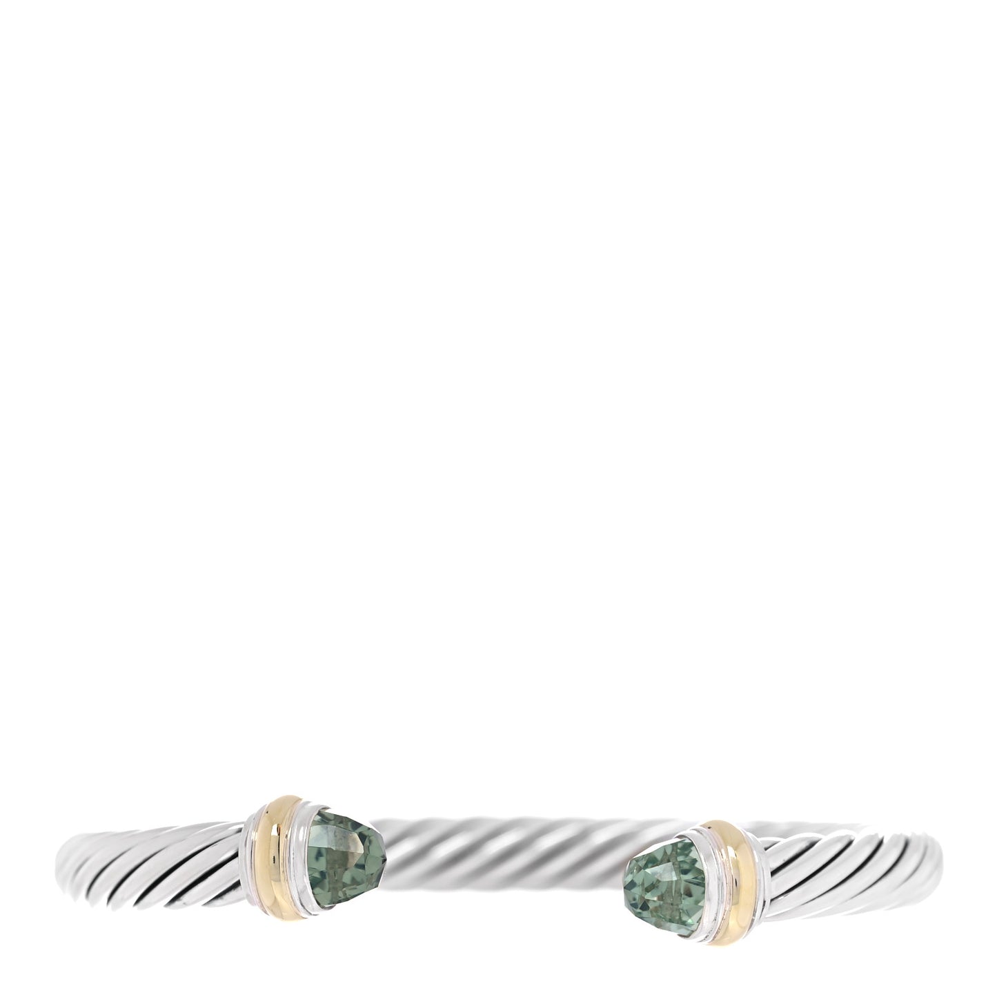 Sterling Silver 14K Yellow Gold Prasiolite 7mm Cable Classics Bracelet