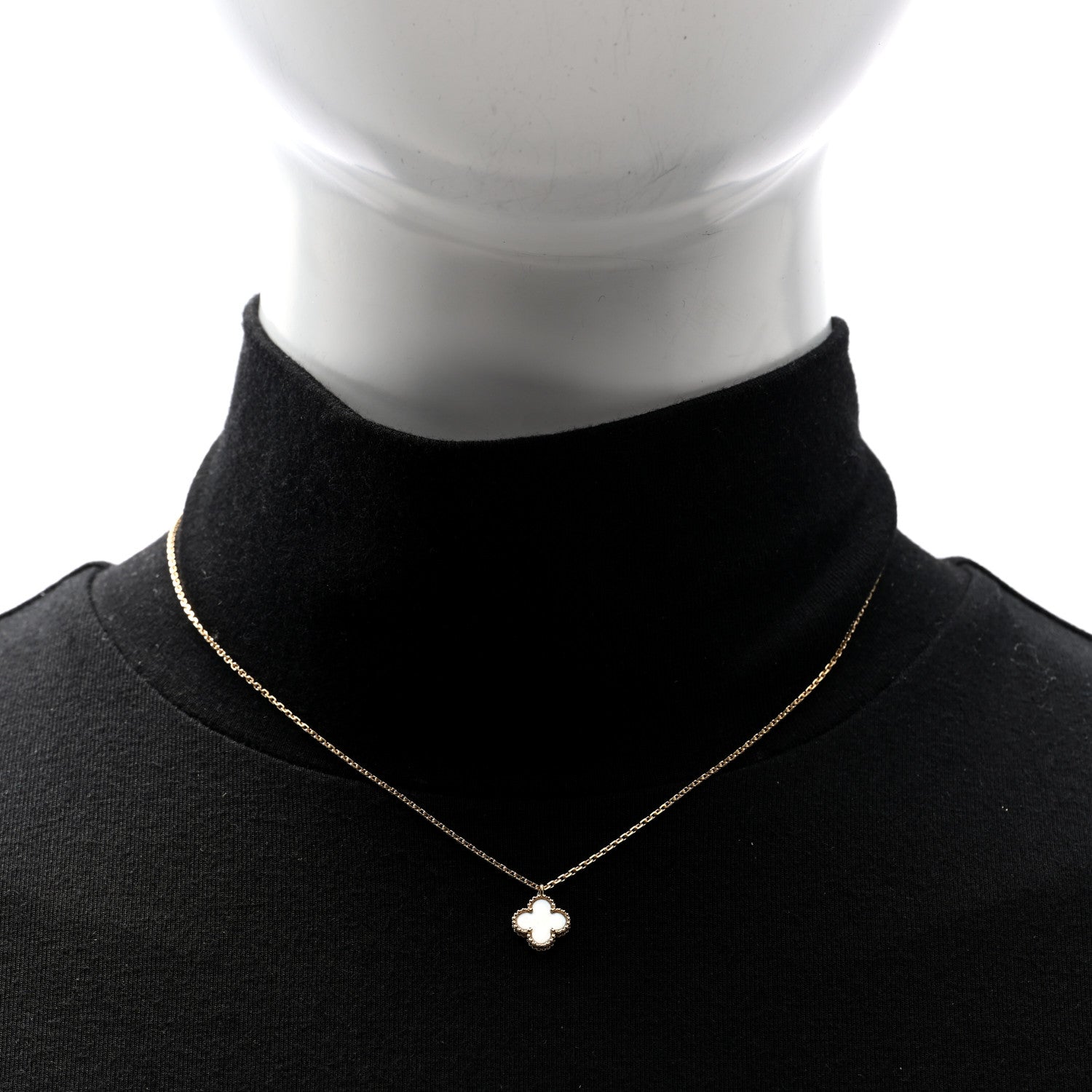 Van Cleef & Arpels 18K Yellow Gold Mother of Pearl Sweet Alhambra Pendant Necklace 2 of 4