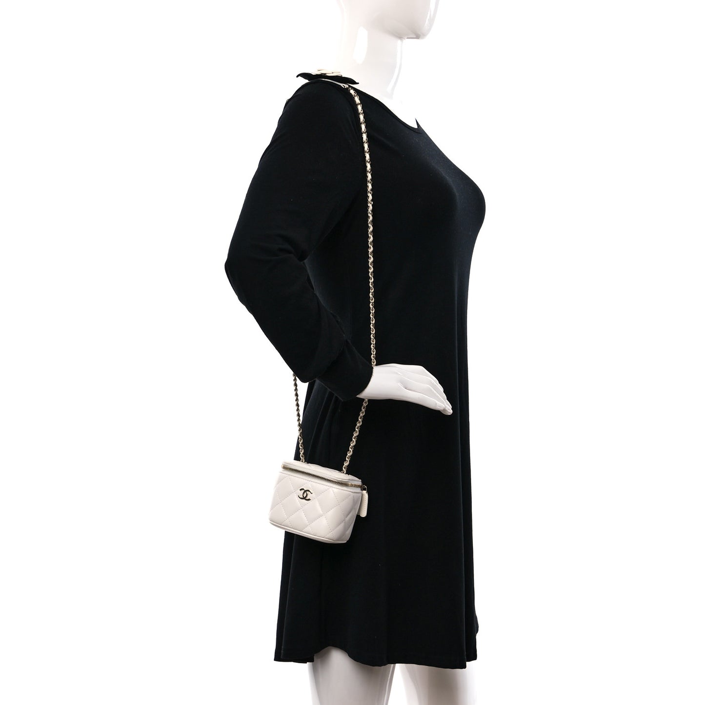Lambskin Quilted My Chanel Lady Vanity Case With Chain White