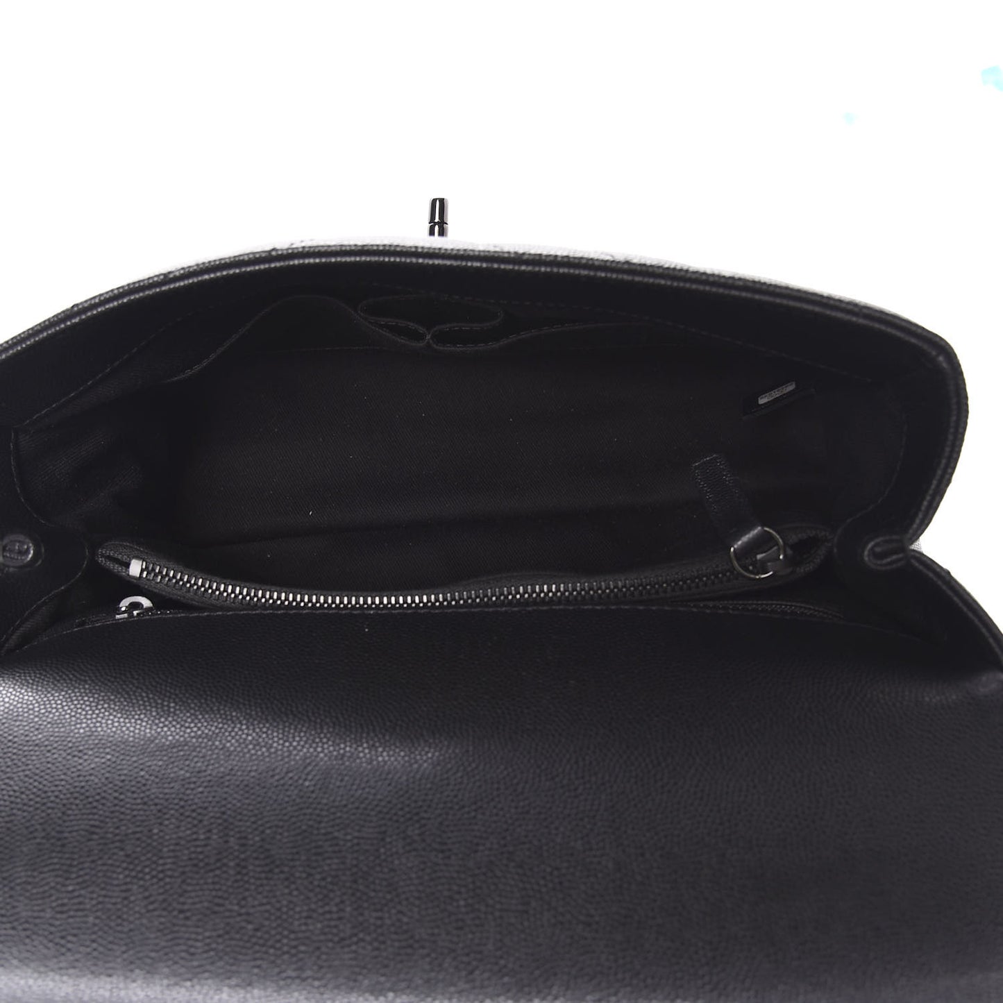 Caviar Chevron Quilted Small Coco Handle Flap So Black