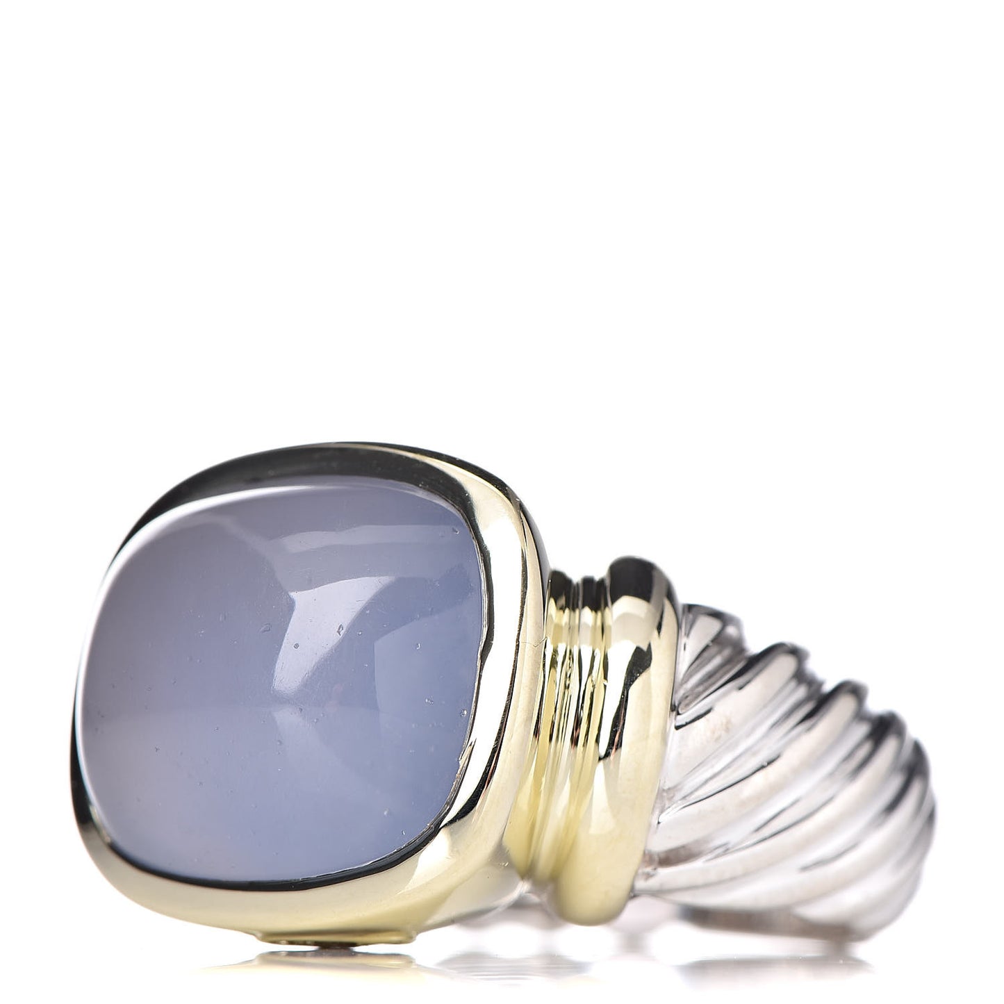 Sterling Silver 14K Yellow Gold Chalcedony 14mm Noblesse Ring 50 5.5