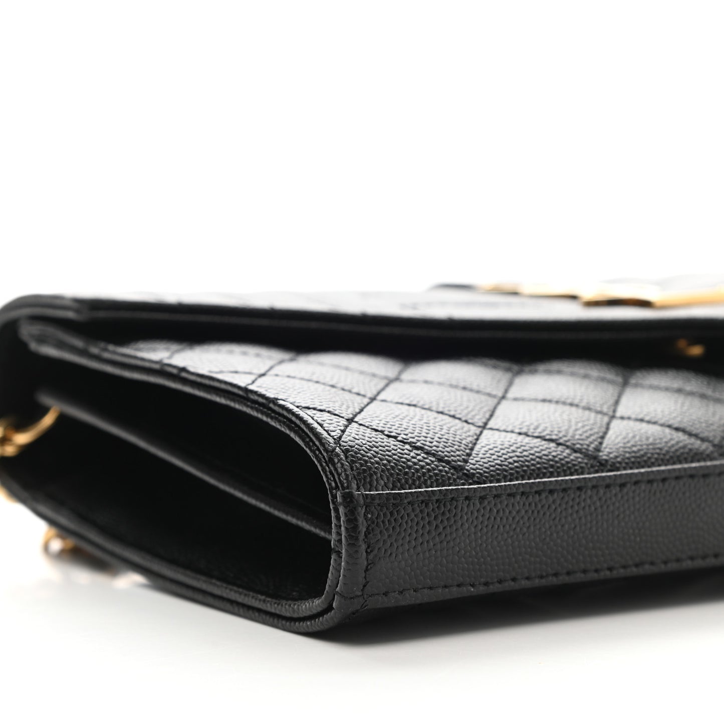 Grain De Poudre Mixed Matelasse Triquilt Monogram Chain Wallet Black