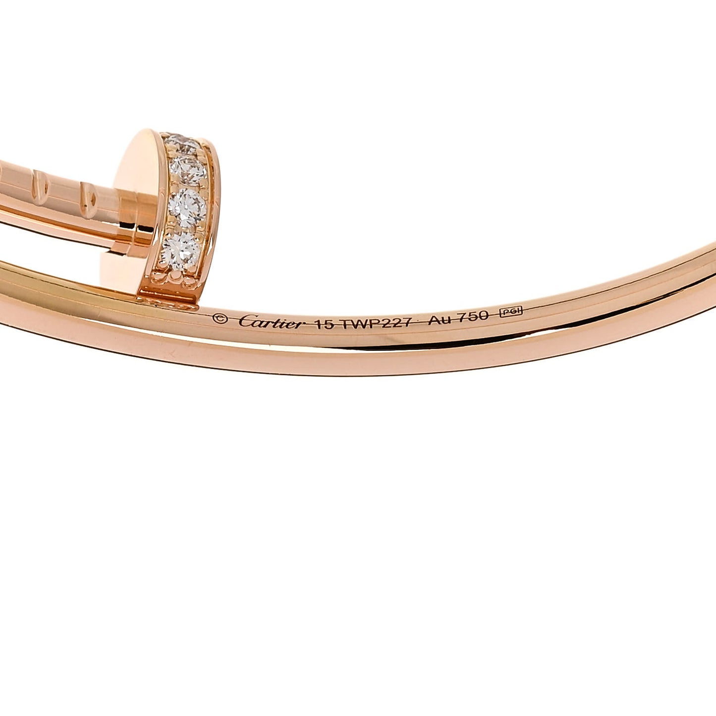 18K Pink Gold Diamond Small Juste Un Clou Bracelet 15