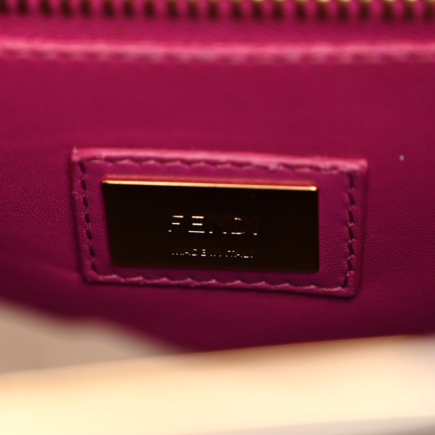 Fendi Vitello Seta Shiny Nappa Medium Peekaboo Iconic Satchel Grigio Polvere Magenta 6 of 10
