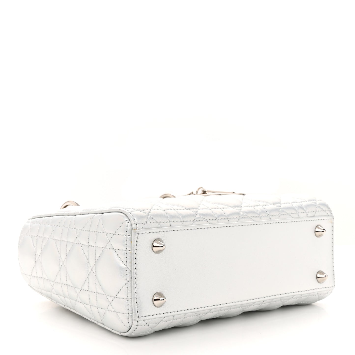 Metallic Lambskin Cannage Small My ABCDior Lady Dior Silver