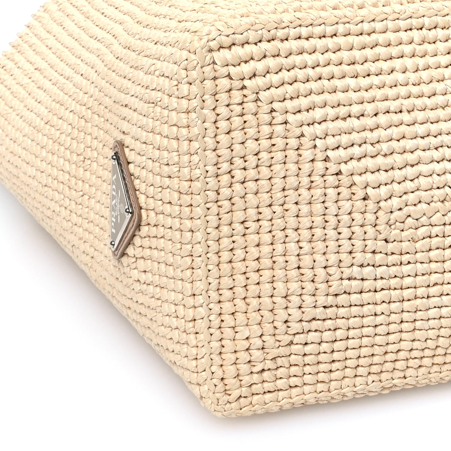 Yarn Raffia Effect Crochet Vitello Logo Shopping Tote Naturale White