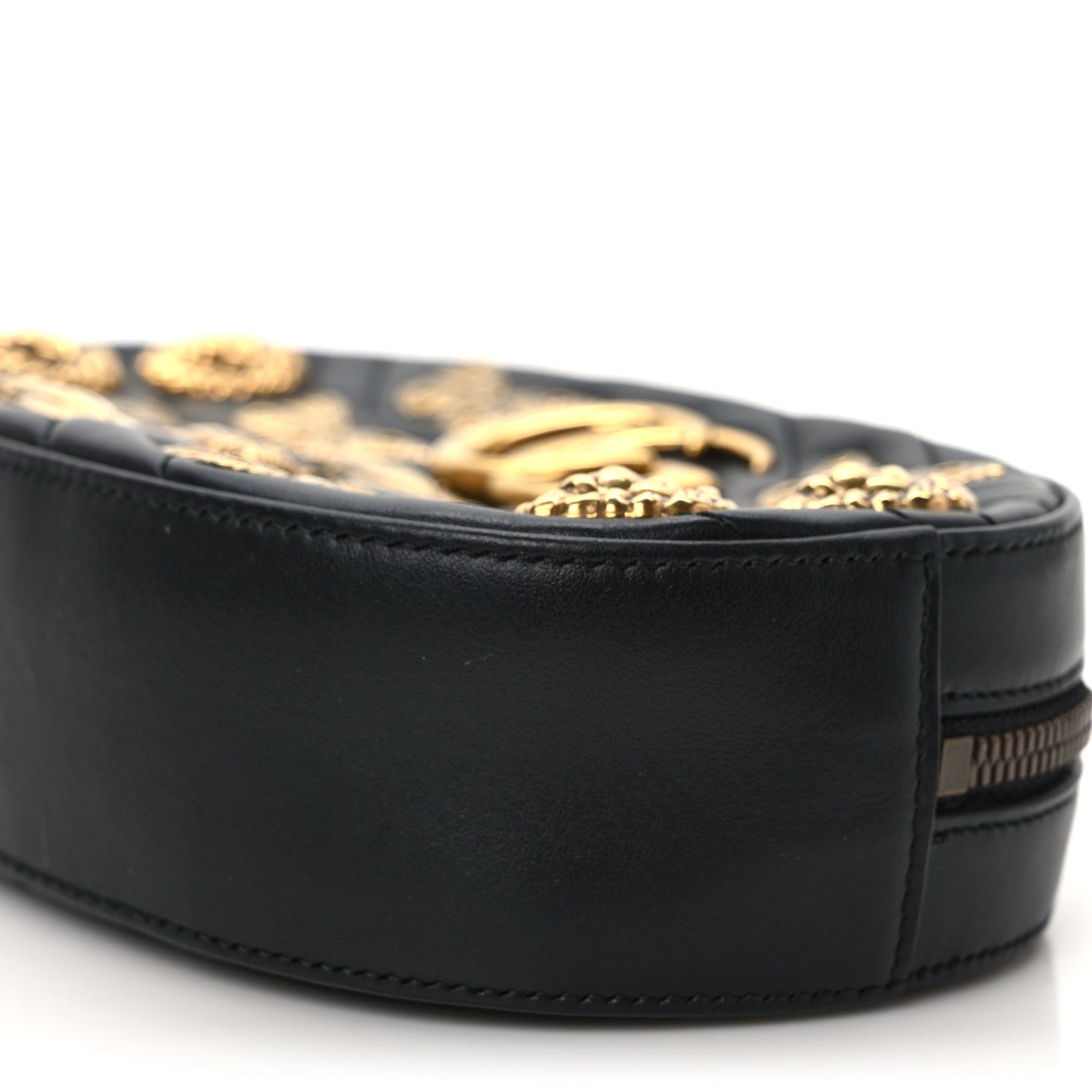 Calfskin Matelasse Animal Studs GG Marmont Belt Bag 85 34 Black