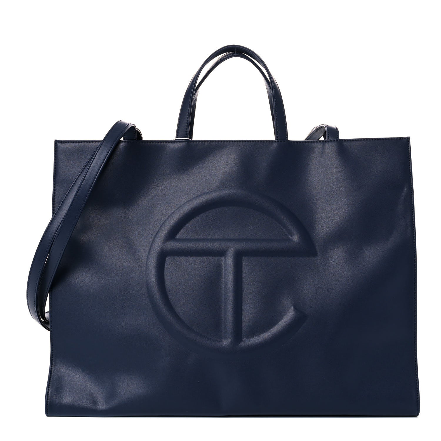 Telfar Vegan Leather Large Shopping Bag Navy 1 of 9