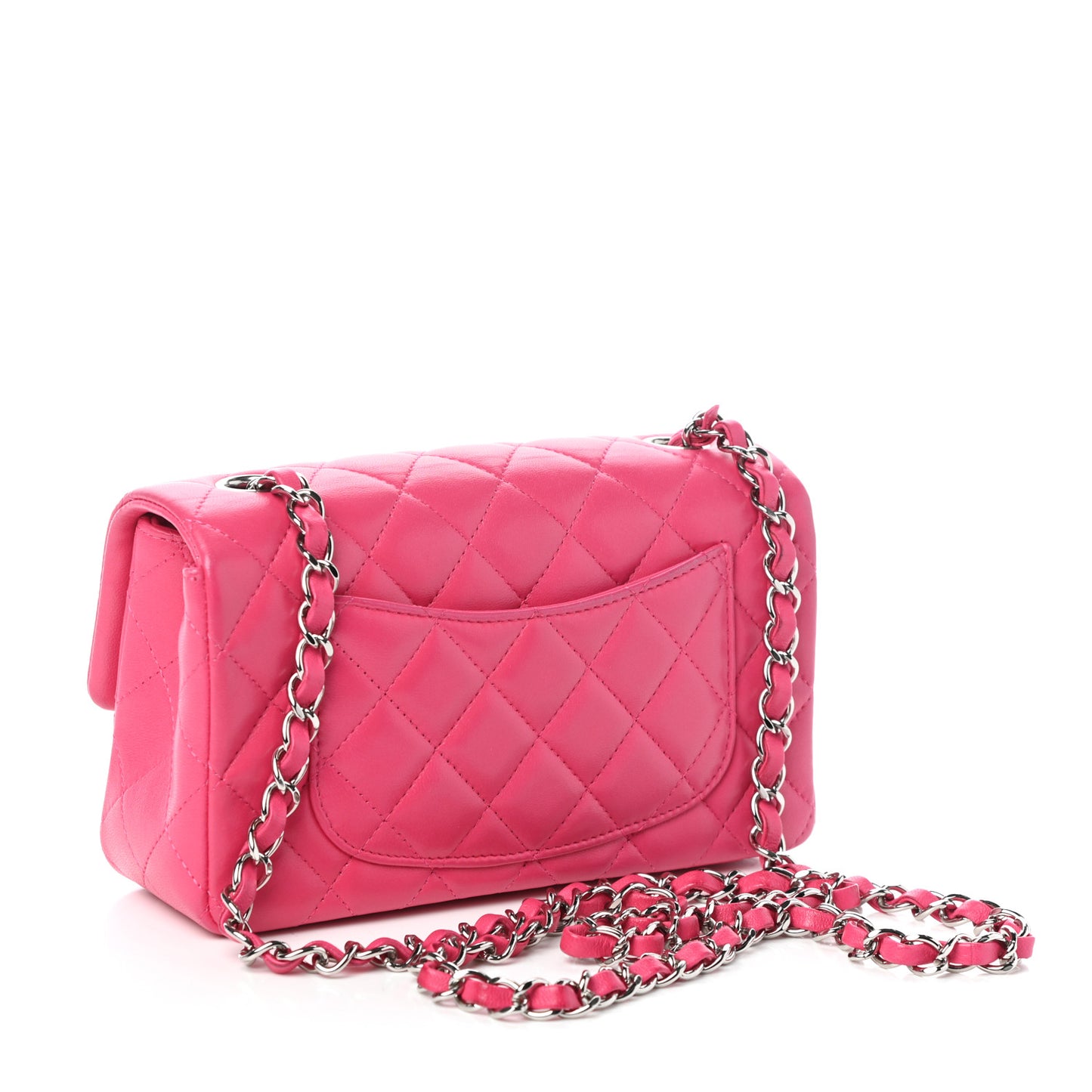 Lambskin Quilted Mini Rectangular Flap Dark Pink