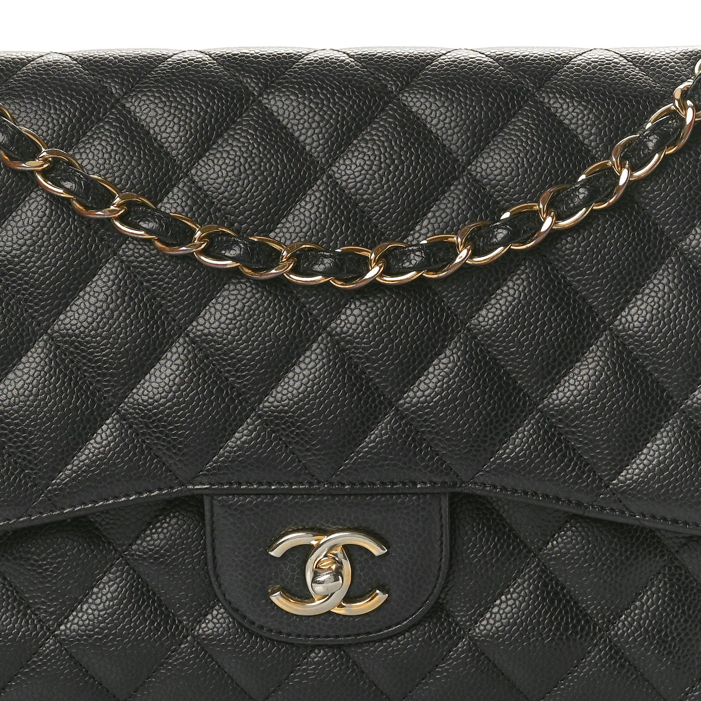 Caviar Quilted Jumbo Double Flap Black