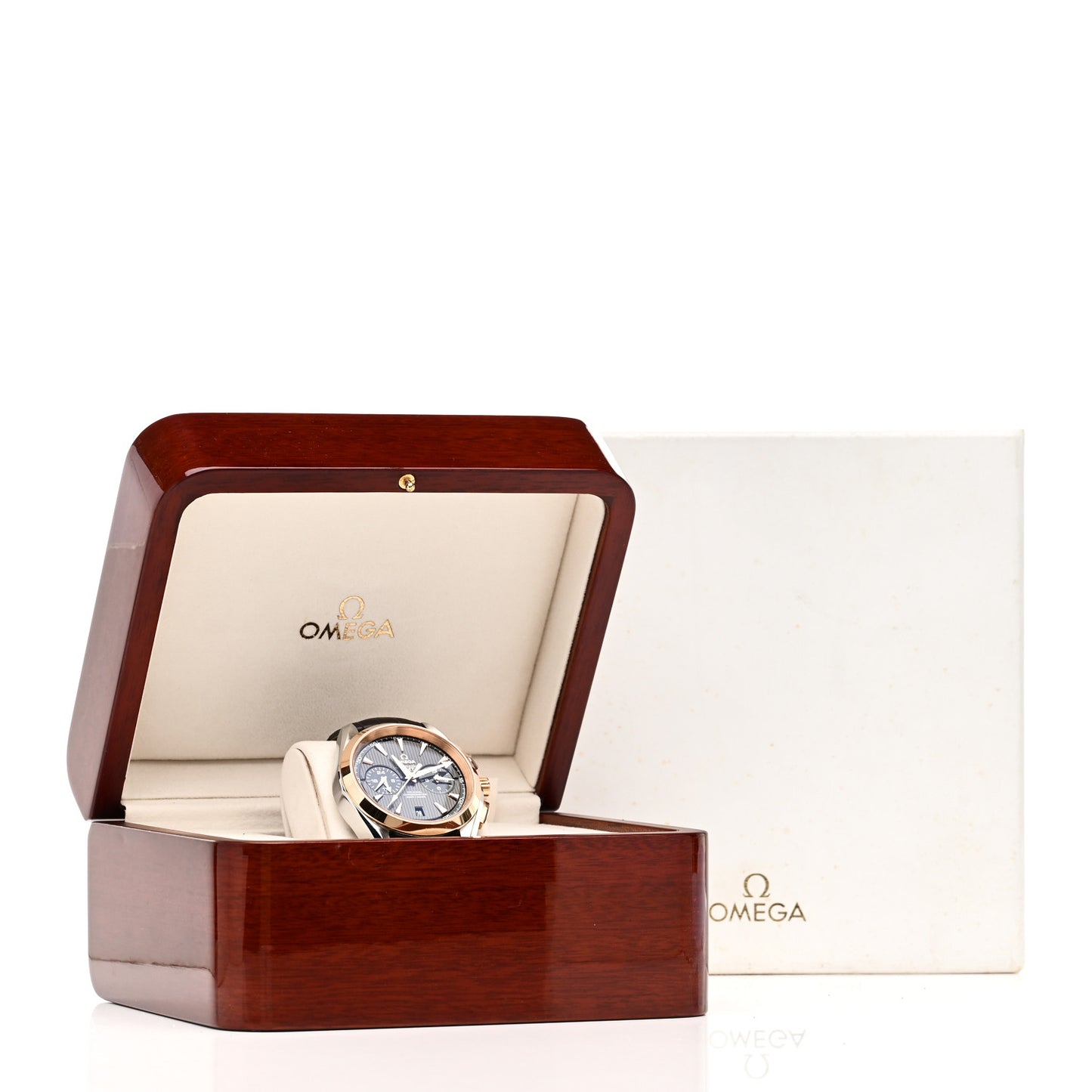 Stainless Steel 18K Red Gold Alligator 43mm Seamaster Aqua Terra 150m Co-Axial GMT Chronograph Automatic Watch 231.23.43.52.06.001