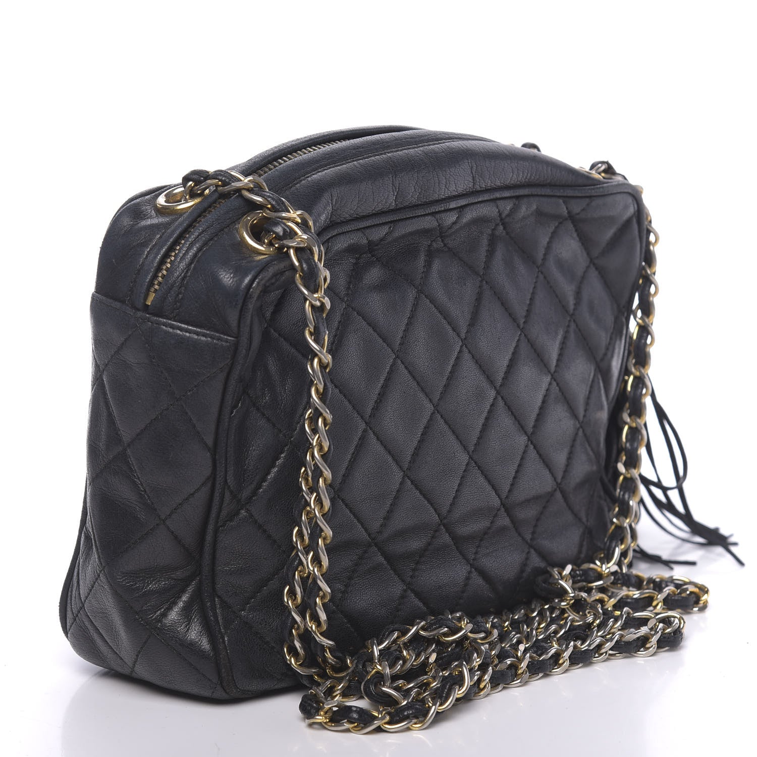 Chanel Lambskin Quilted CC Tassel Camera Bag Navy Blue 3 of 12