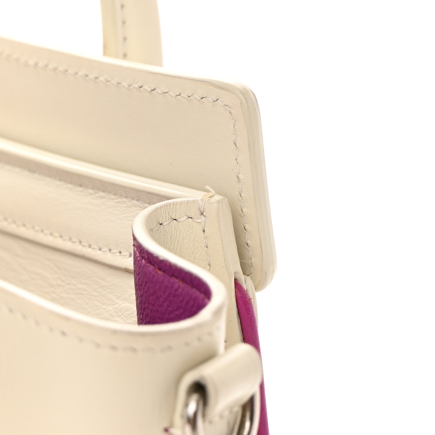 Smooth Calfskin Nano Luggage White Magenta