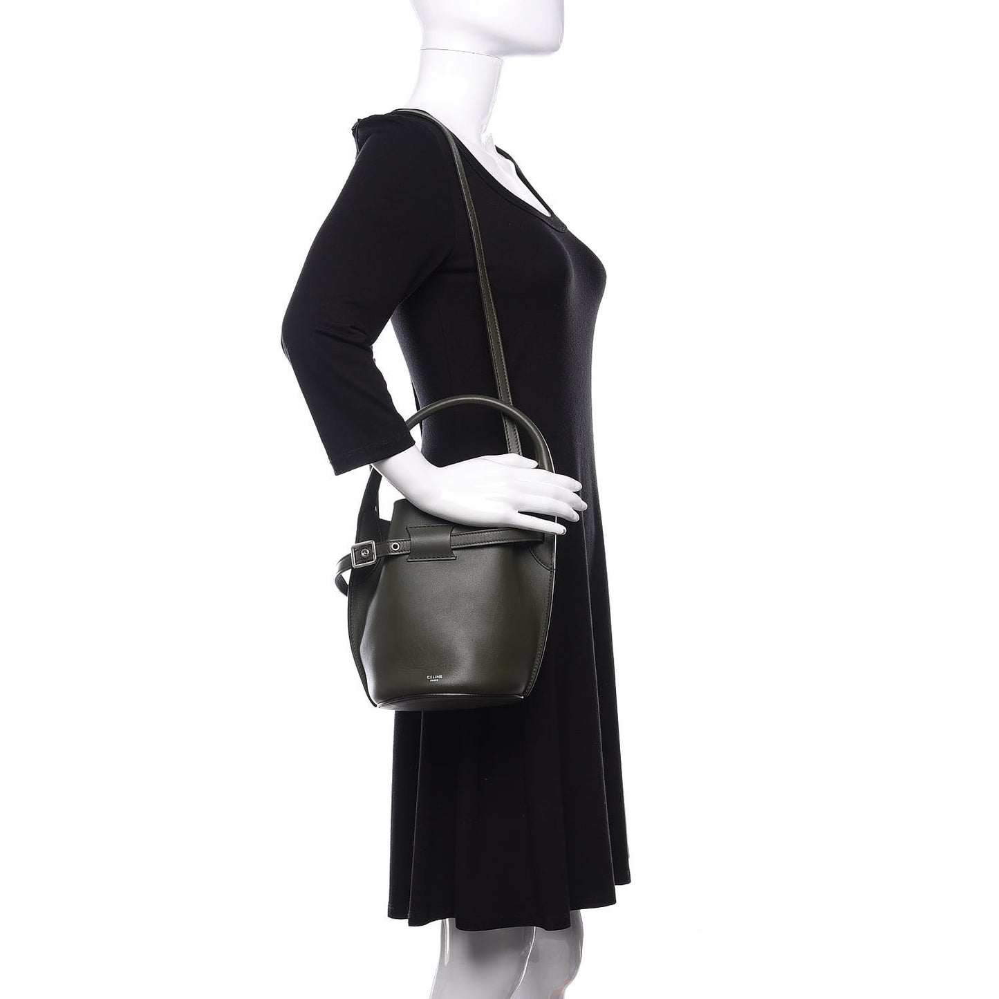 Smooth Calfskin Nano Big Bag Bucket Army Green