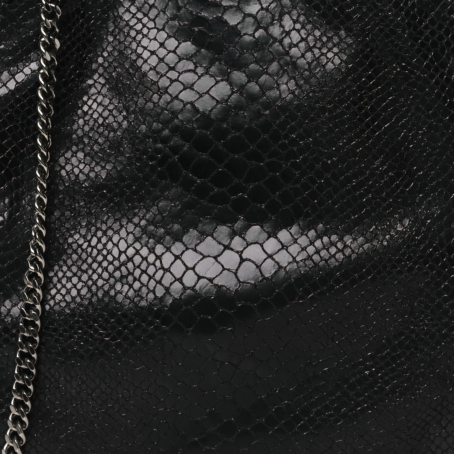 Faux Snakeskin Small Falabella Fold Over Tote Black