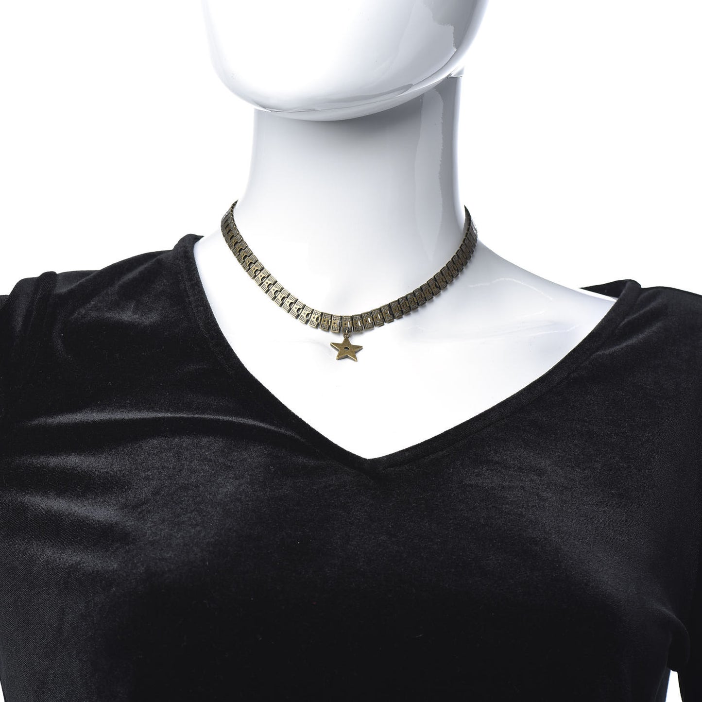Metal Star Choker Necklace Aged Gold