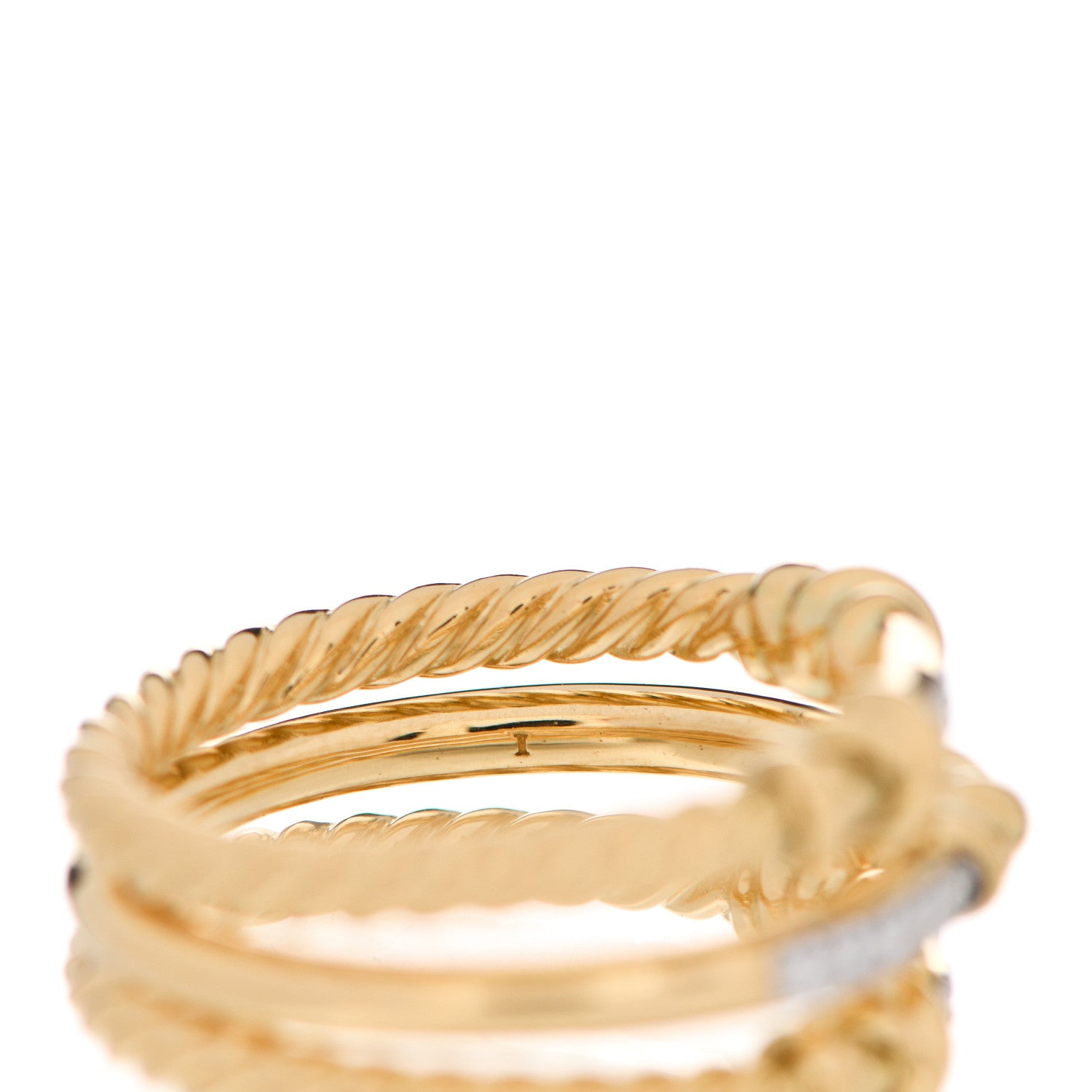 David Yurman 18K Yellow Gold Diamond Petite Helena Wrap Three Row Ring 54 6.75 5 of 5