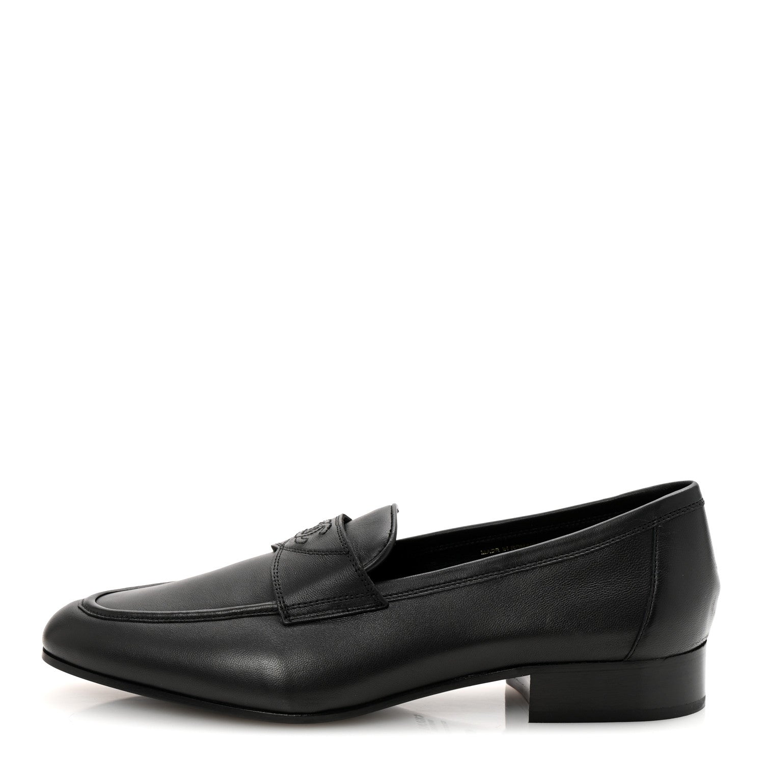 Chanel Lambskin Mens Stitched CC Loafers 42 Black 1753966