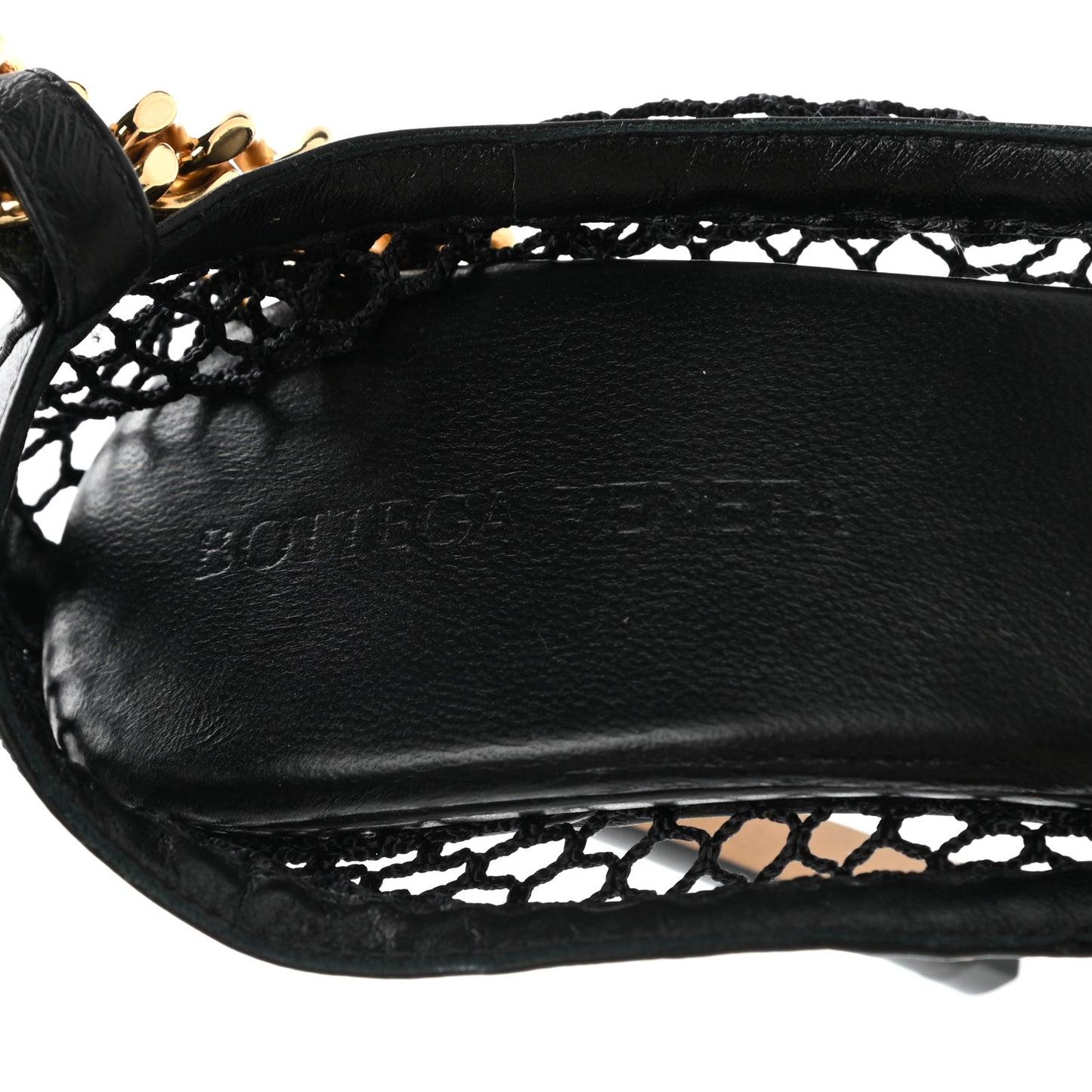 Mesh Nappa Chunky Chain Sandals 36.5 Black