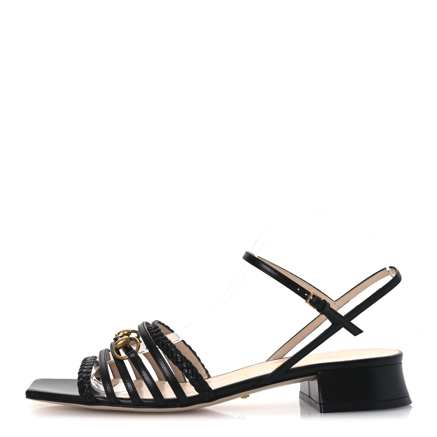 Gucci Malaga Kid Braided Ketty Horsebit Sandals 39 Black 1 of 12